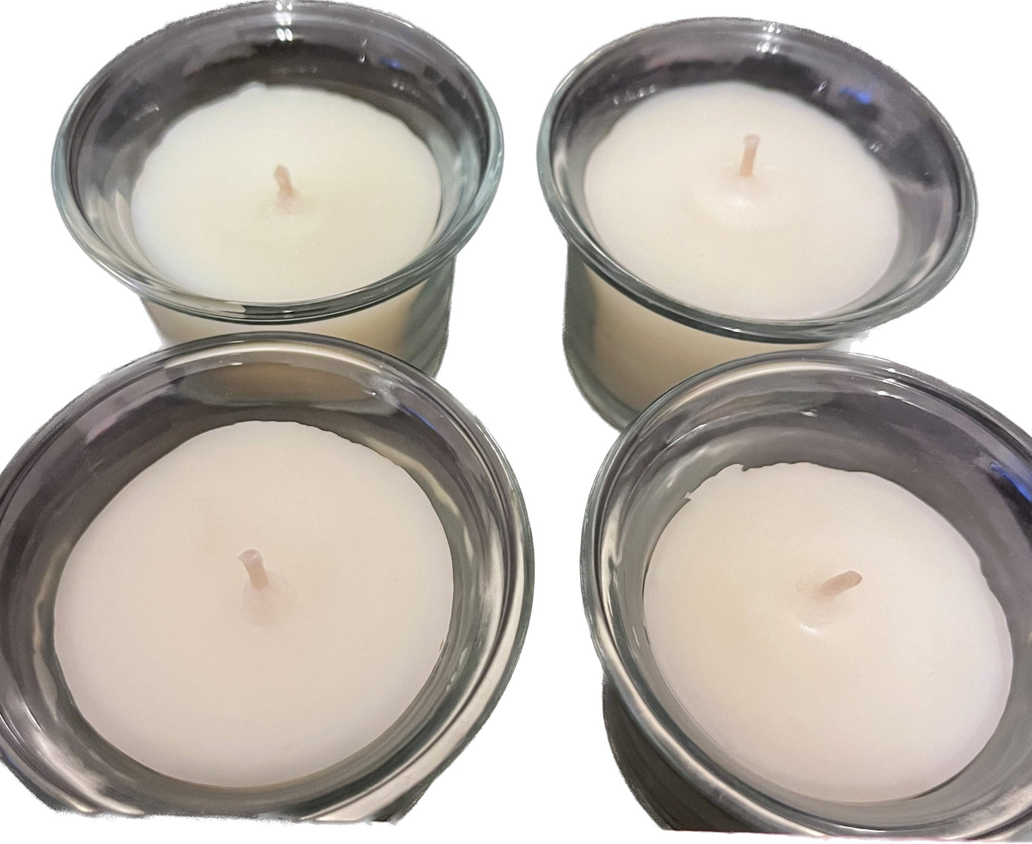 4 votive candles in glass holder