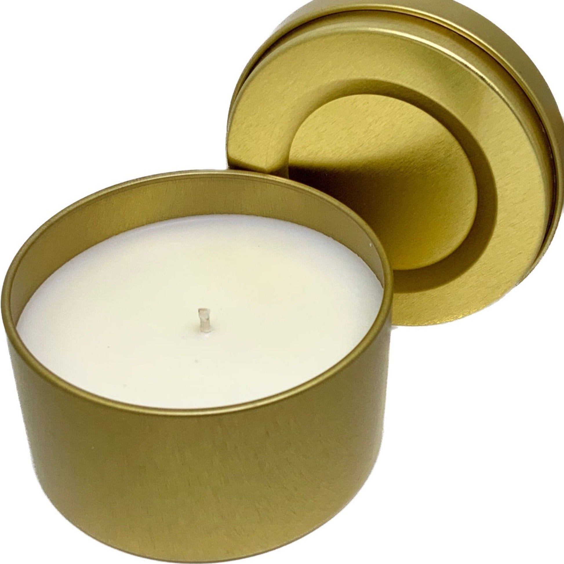 soy candle in gold tin